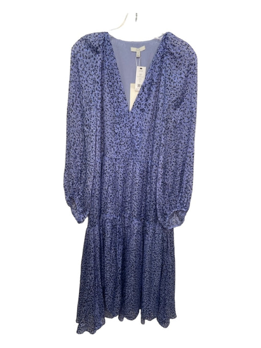 Joie Size S Blue Viscose Blend Animal Print V Neck Pleat Detail Dress Blue / S