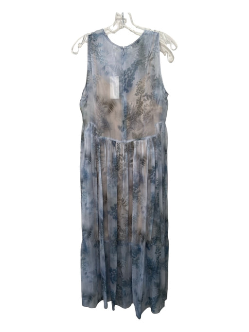 Vince Size M Gray Silk Sheer Overlay Floral Sleeveless Midi Dress Gray / M