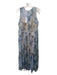 Vince Size M Gray Silk Sheer Overlay Floral Sleeveless Midi Dress Gray / M