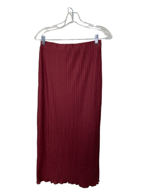 Zara Size M Maroon Red Polyester Micro Pleats Long Sleeve Button Front Skirt Set Maroon Red / M