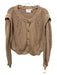 Lush Size M Brown Cotton Knit Open Front Ribbed Hem Contrast Sweater Brown / M