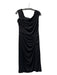 Tadashi Size L Black Polyester Asymmetric Neckline Off Shoulder Back Zip Dress Black / L