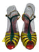Sergio Rossi Shoe Size 40 Red Green Yellow Patent Peep Toe Strappy Pumps Red Green Yellow / 40