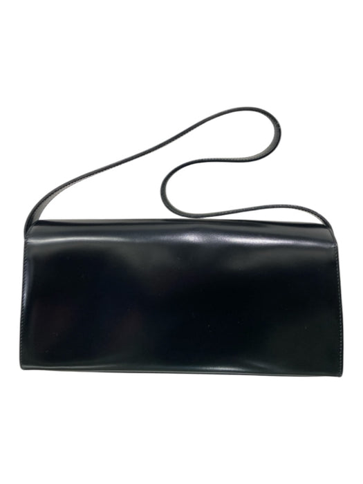 Furla Black Polished Leather Push Lock Flap Shoulder Bag Rectangle Bag Black / Small