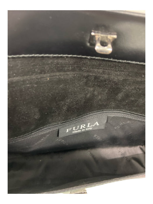 Furla Black Polished Leather Push Lock Flap Shoulder Bag Rectangle Bag Black / Small