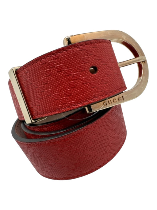 Gucci Orange & Gold Coated Canvas Gold Buckle Belts Orange & Gold / 38