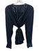 Elie Tahari Size Large Navy Blue Silk Long Sleeve Button Front Tie Neck Top Navy Blue / Large