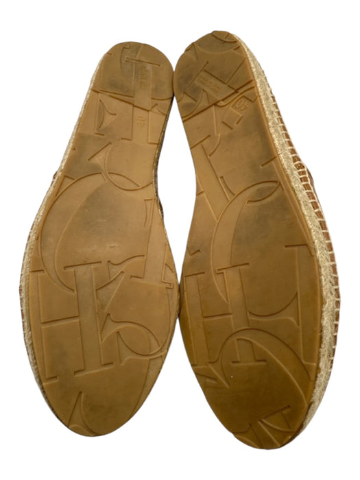 CH Carolina Herrera Shoe Size 40 Tan Brown Leather Upper Raffia Logo Espadrille Tan Brown / 40
