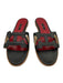 CH Carolina Herrera Shoe Size 40 Black & Red Leather open toe Logo Sandals Black & Red / 40