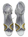 Manolo Blahnik Shoe Size 40.5 White & Gold Leather open toe Ankle Strap Pumps White & Gold / 40.5