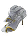 Manolo Blahnik Shoe Size 40.5 White & Gold Leather open toe Ankle Strap Pumps White & Gold / 40.5