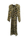 Joie Size S Yellow & Black Silk Long Sleeve Back Tie Floral Maxi Dress Yellow & Black / S