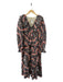 Marie Oliver Size M Navy & Orange Cotton & Silk Long Sleeve Tie Dye Maxi Dress Navy & Orange / M