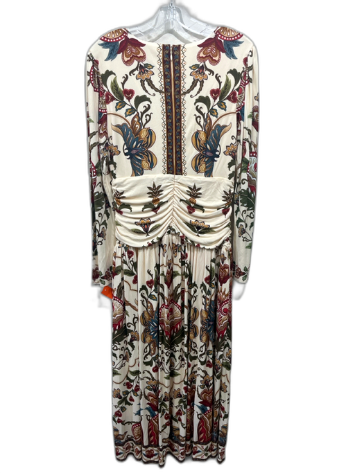 Farm Rio Size M Cream & Multi Viscose Botanical Long Sleeve Draped Detail Dress Cream & Multi / M