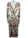 Farm Rio Size M Cream & Multi Viscose Botanical Long Sleeve Draped Detail Dress Cream & Multi / M