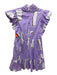 Crosby Size Est M Purple & White Cotton Blend Abstract Print High Neck Dress Purple & White / Est M