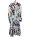 Diane Von Furstenberg Size S White & Multi Viscose & Silk Long Puff Sleeve Dress White & Multi / S