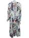 Diane Von Furstenberg Size S White & Multi Viscose & Silk Long Puff Sleeve Dress White & Multi / S