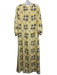 Natalie Martin Size S Cream, Yellow & Blue Silk Floral Long Puff Sleeve Dress Cream, Yellow & Blue / S