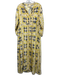 Natalie Martin Size S Cream, Yellow & Blue Silk Floral Long Puff Sleeve Dress Cream, Yellow & Blue / S