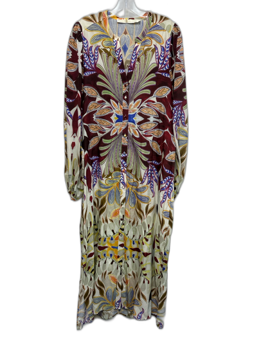 Marie Oliver Size S Burgundy & multi Viscose Abstract Floral V Neck Dress Burgundy & multi / S