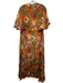 Oliphant Size M Brown & Multi Viscose Short flutter sleeve Floral Back Zip Dress Brown & Multi / M