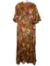 Oliphant Size M Brown & Multi Viscose Short flutter sleeve Floral Back Zip Dress Brown & Multi / M