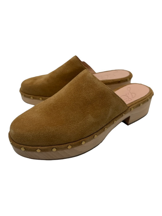J Crew Shoe Size 9.5 Camel Brown Suede round toe Gold Stud Detail Clogs Camel Brown / 9.5