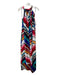 Trina Turk Size XS White & Multi Polyester High Tie Neck Chevron Maxi Dress White & Multi / XS