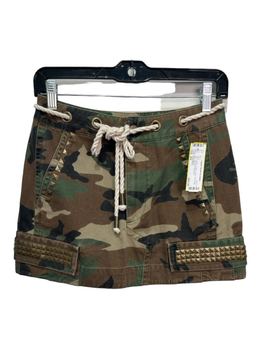 Ramy Brook Size XS Green Cotton Camo Stud Detail Mini Rope Belt Skirt Green / XS
