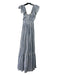 Ulla Johnson Size 0 White & Gray Cotton Striped Ruffle Cap Sleeve Midi Dress White & Gray / 0