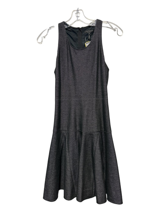 Rag & Bone Size 00 Black & Grey Cotton Blend Sleeveless Micro Dots Midi Dress Black & Grey / 00