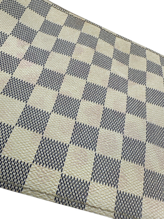Louis Vuitton White Print Coated Canvas Damier Azur Wristlet Pouch Clutch White Print