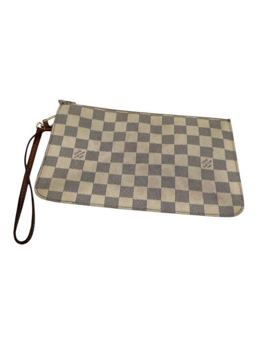 Louis Vuitton White Print Coated Canvas Damier Azur Wristlet Pouch Clutch White Print