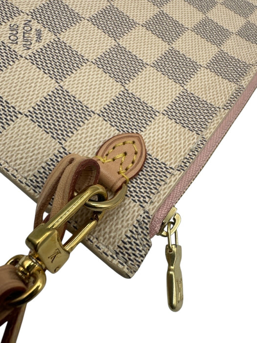 Louis Vuitton White Print Coated Canvas Damier Azur Wristlet Pouch Clutch White Print