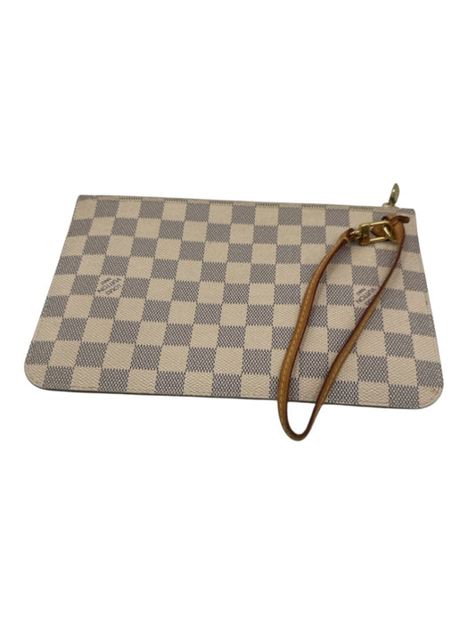 Louis Vuitton White Print Coated Canvas Damier Azur Wristlet Pouch Clutch White Print