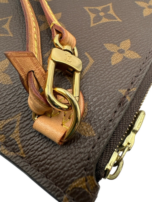 Louis Vuitton Brown Print Coated Canvas Damier Ebene Wristlet Pouch Clutch Brown Print