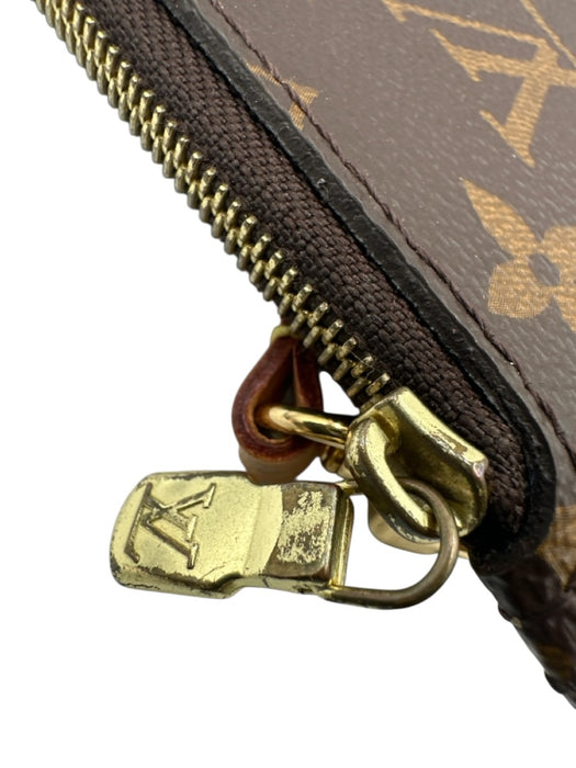 Louis Vuitton Brown Print Coated Canvas Damier Ebene Wristlet Pouch Clutch Brown Print