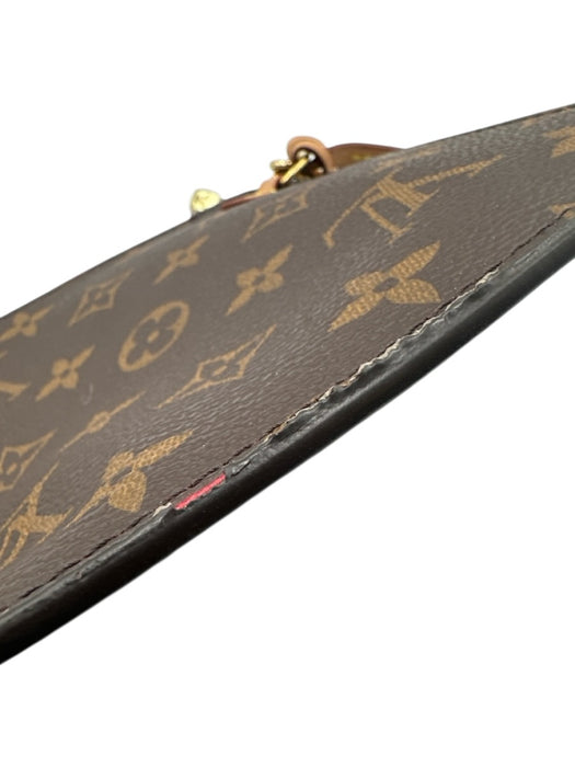 Louis Vuitton Brown Print Coated Canvas Damier Ebene Wristlet Pouch Clutch Brown Print