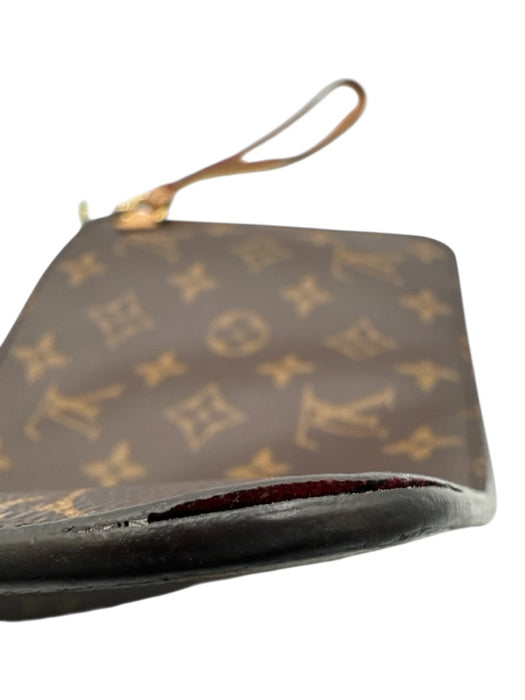 Louis Vuitton Brown Print Coated Canvas Damier Ebene Wristlet Pouch Clutch Brown Print