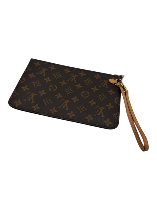 Louis Vuitton Brown Print Coated Canvas Damier Ebene Wristlet Pouch Clutch Brown Print