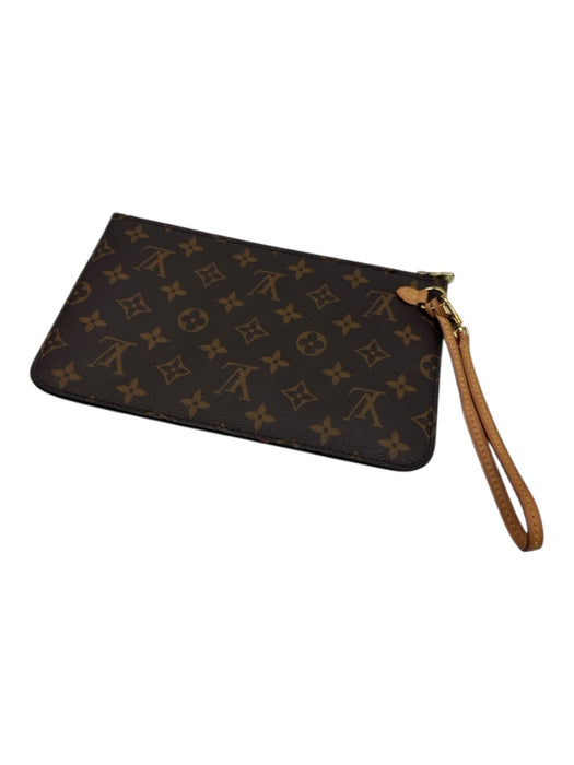 Louis Vuitton Brown Print Coated Canvas Damier Ebene Wristlet Pouch Clutch Brown Print