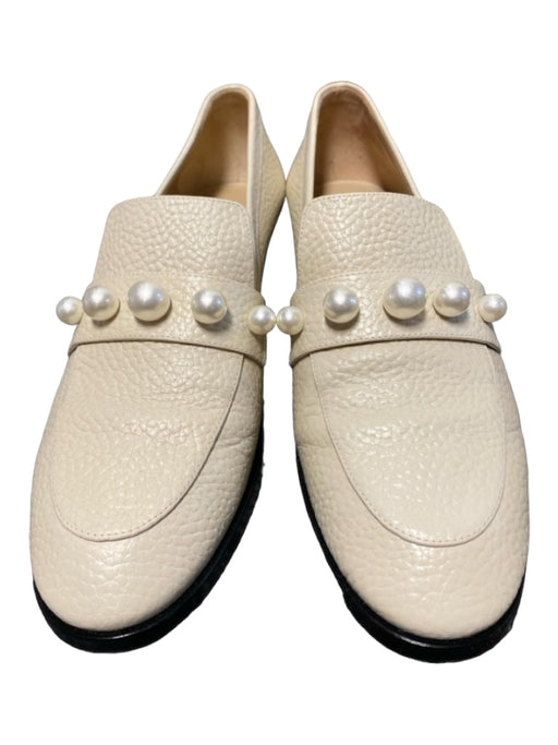 Stuart Weitzman Shoe Size 9 Cream Pebbled Leather Almond Toe Slip On Loafers Cream / 9