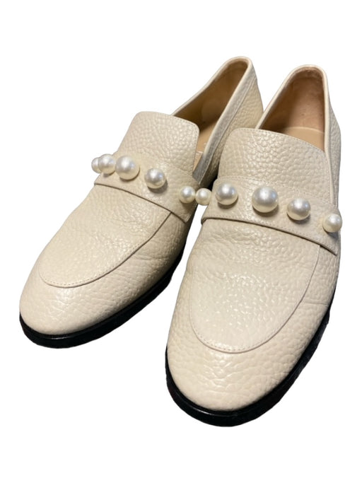 Stuart Weitzman Shoe Size 9 Cream Pebbled Leather Almond Toe Slip On Loafers Cream / 9