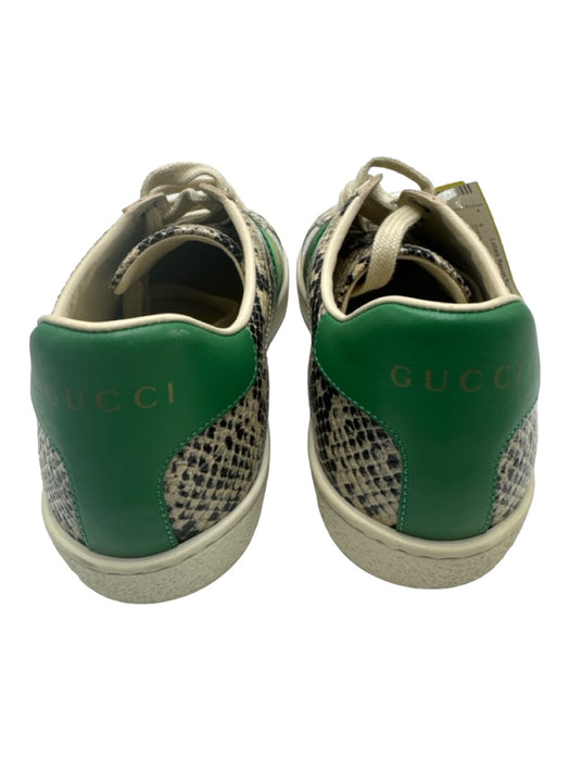 Gucci Shoe Size 36.5 Cream, Red, Green Leather Stripe Snake Skin Print Sneakers Cream, Red, Green / 36.5