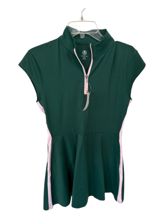 Addison Bay Size M Green & Pink Nylon Blend Cap Sleeve Front Zip Athletic Dress Green & Pink / M