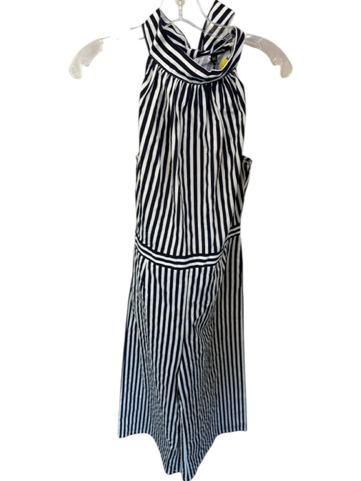 Wyatt Wylde Size M Navy & white Cotton Neck Tie Striped Sleeveless Maxi Jumper Navy & white / M
