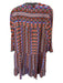 Tyler Boe Size M Orange & Purple Rayon Long Sleeve Aztec V Neck Midi Dress Orange & Purple / M