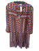 Tyler Boe Size M Orange & Purple Rayon Long Sleeve Aztec V Neck Midi Dress Orange & Purple / M