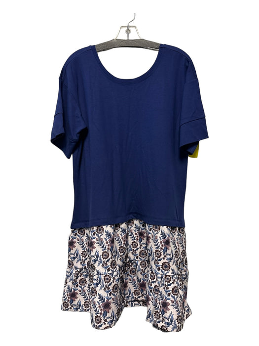 By Anthropologie Size M Blue & Purple Viscose Blend jaquard Short Sleeve Dress Blue & Purple / M